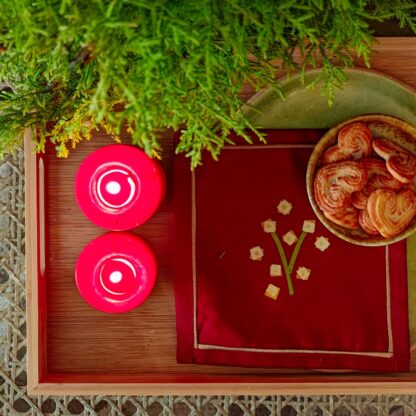 Calyz Red Cocktail Napkin set of 4 - Image 3